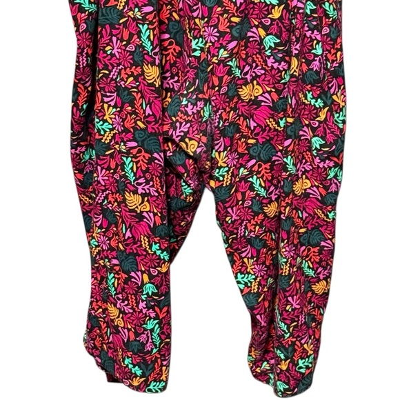 Ava & Viv Linen Bright Floral Print Ruffle Off Shoulder Neckline Belted Jumpsuit - Picture 11 of 14